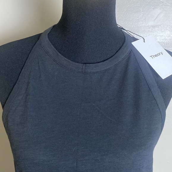 Theory Kavasi Black Sea Slub Tank Top 100% Cotton Sz L NWT - Picture 2 of 9